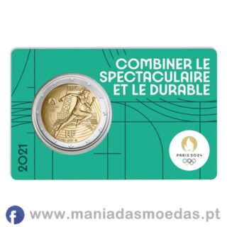 Moeda 2€ França 2021 – Jogos Olímpicos 2024 – Verde Moeda 2€ França 2021 – Jogos Olímpicos 2024 – Verde
