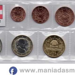 Conjunto com as 8 moedas da Áustria de 2022