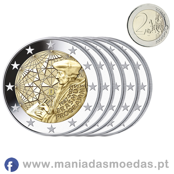 5 Moedas 2€ Alemanha 2022 - 5 Letras de Erasmus