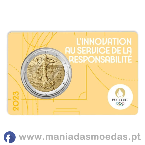 Moeda 2€ França 2023 - Jogos Olímpicos 2024 - Amarelo