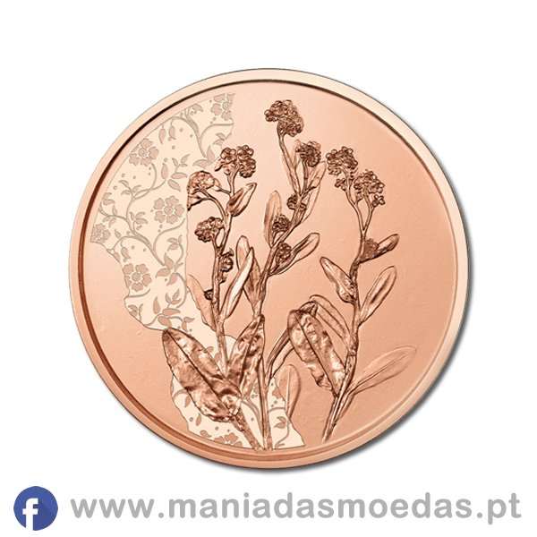 Moeda 10€ Áustria 2023 em Cobre - Não-Me-Esqueças