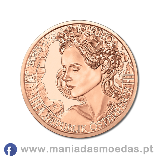 Moeda 10€ Áustria 2023 em Cobre - Não-Me-Esqueças