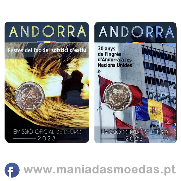 Moedas 2€ Andorra 2023 - 30 anos ONU e Solstício Verão