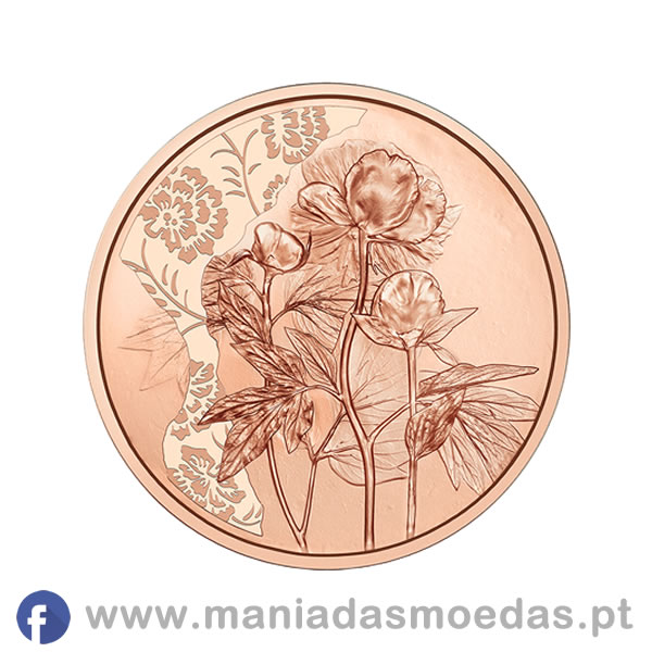 Moeda 10€ Austria 2024 - Flor Peónia - Cobre