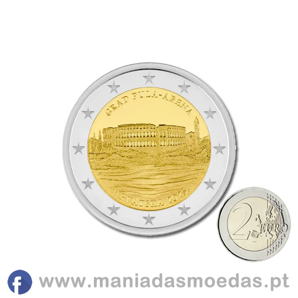 Moeda 2€ croácia 2025 alusiva a Arena de Pula