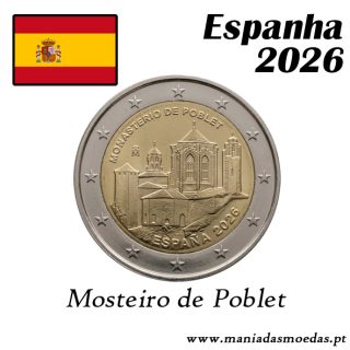 Moeda 2€ Espanha 2026 – Mosteiro Poblet – PRO- UNC Moeda 2€ Espanha 2026 – Mosteiro Poblet – PRO- UNC