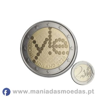 Moeda 2€ Finlândia 2026 – 100 anos da Rádio – LC – UNC