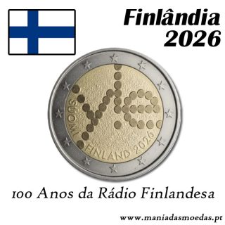 Moeda 2€ Finlândia 2026 – 100 anos da Rádio – Pro – UNC