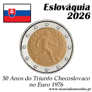 Moeda 2€ Eslováquia 2026 – Euro 1976 – PRO – UNC Moeda 2€ Eslováquia 2026 – Euro 1976 – PRO – UNC