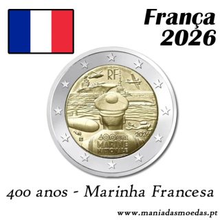 Moeda 2€ França 2026 – Marinha Francesa – PRO – UNC Moeda 2€ França 2026 – Marinha Francesa – PRO – UNC