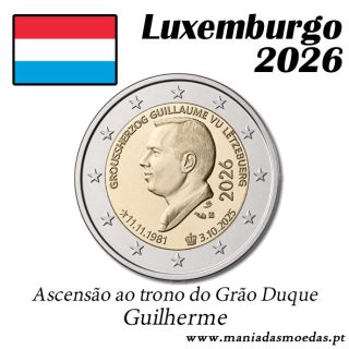 Moeda 2€ Luxemburgo 2026 – Gran-Duque Guilherme – PRO – UNC Moeda 2€ Luxemburgo 2026 – Gran-Duque Guilherme – PRO – UNC
